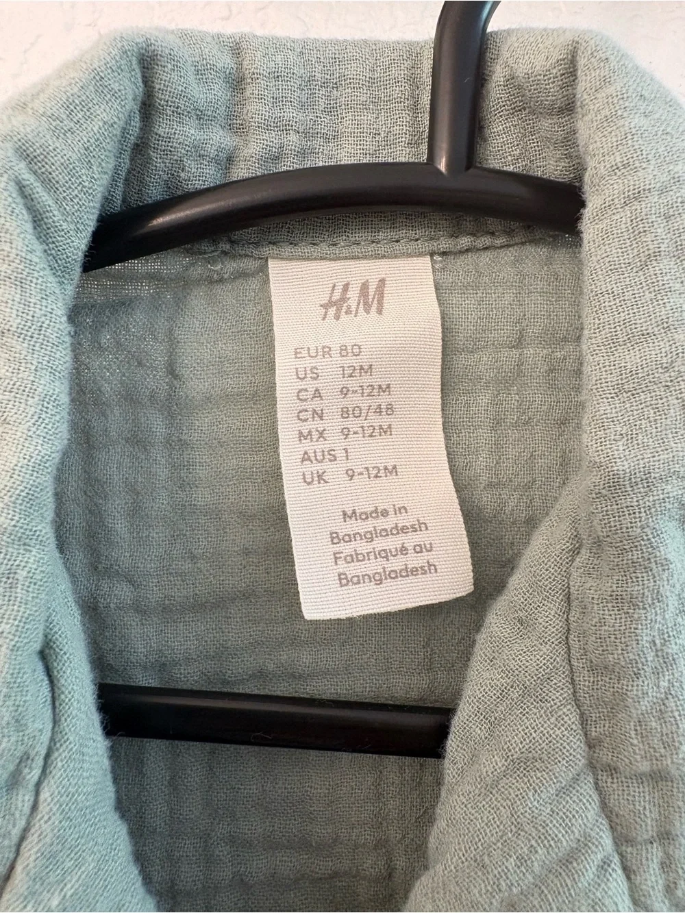H&M Green Gauze Button-Up Shirt and Shorts Set